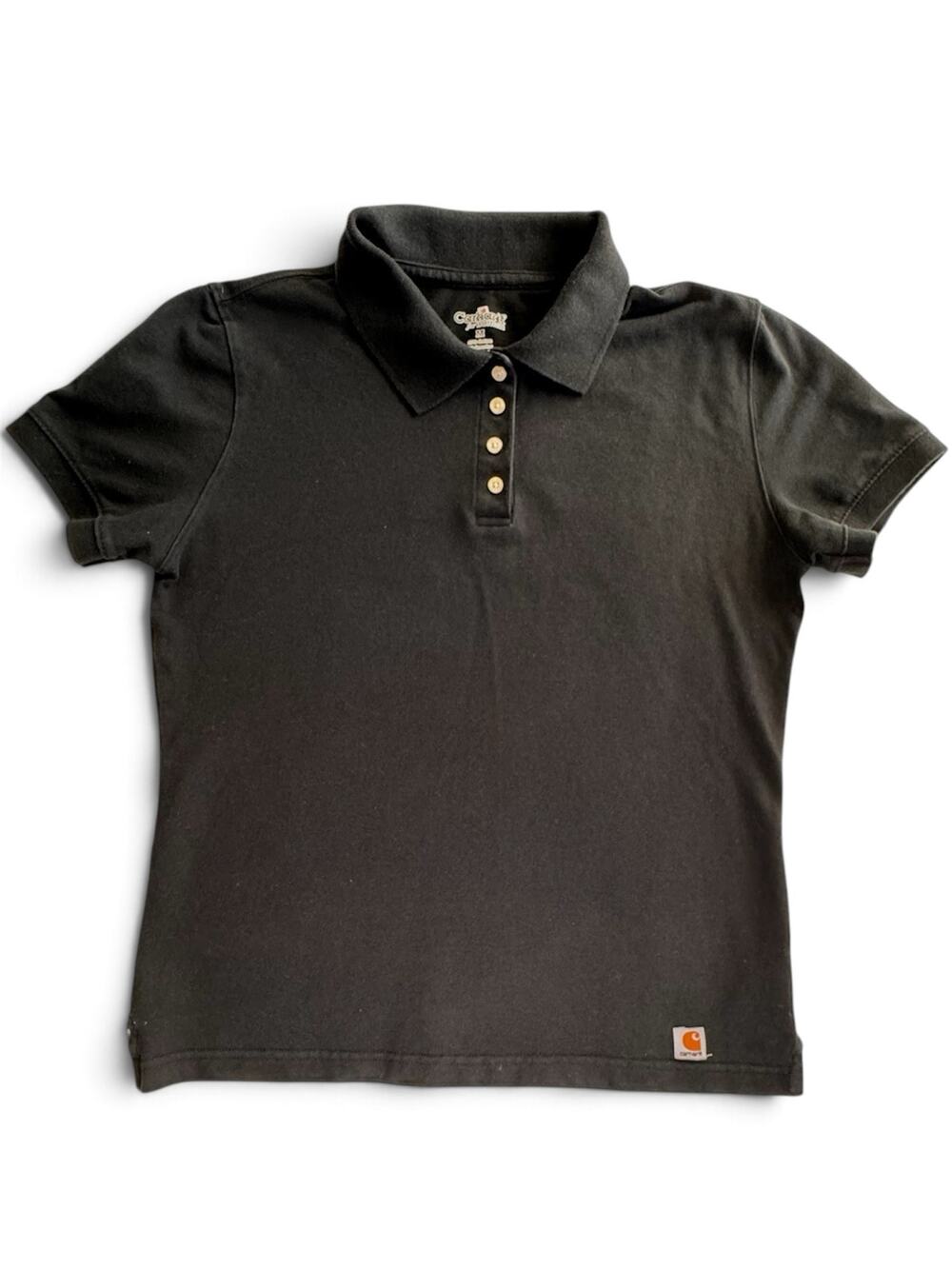 Carhartt for Women Black Short Sleeve Pique Polo Shirt Medium Cotton Stretch